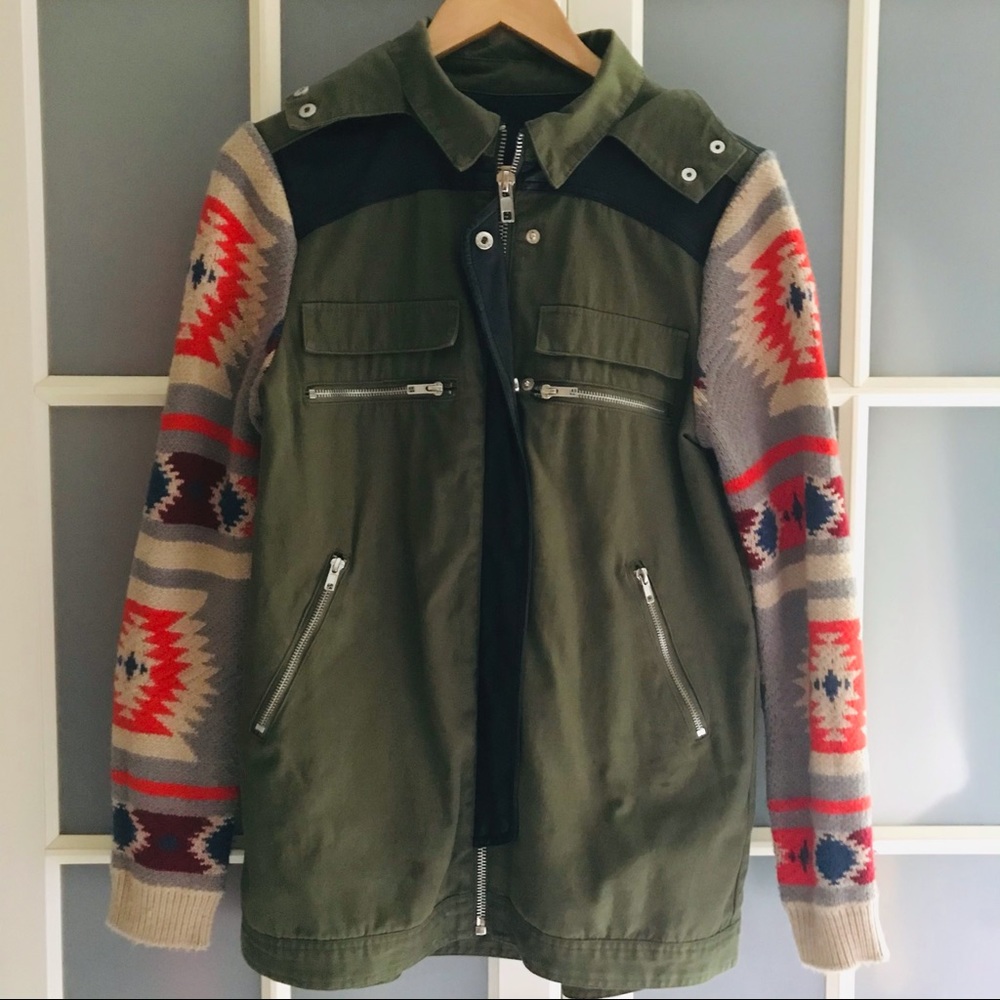 S/M Tribal Anorak In Army Green - Picture 5 of 7